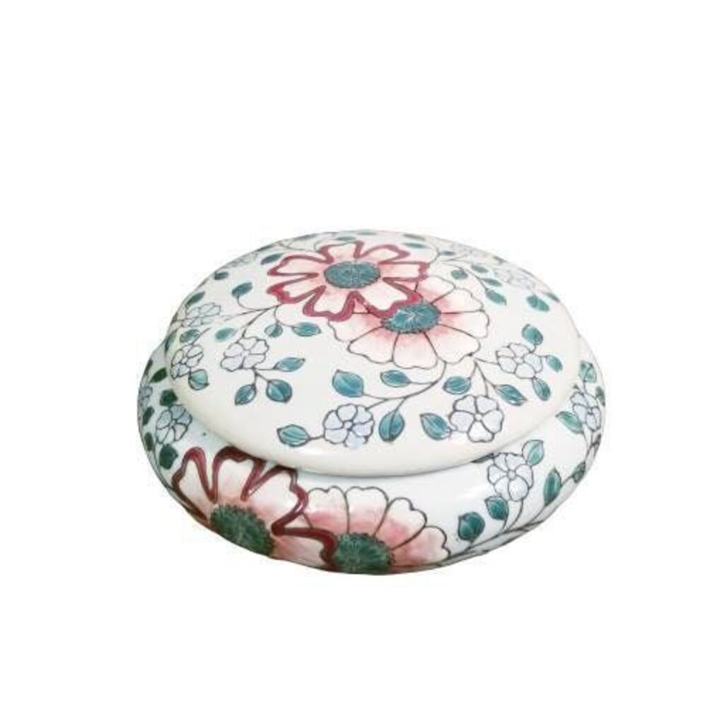 Vintage Floral Ceramic Trinket Box, Vanity Storage Box